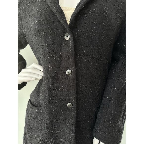 Y2k Vintage Sag Harbor Black Tweed Blazer Suit Jacket Business Chic size Large - Picture 7 of 9